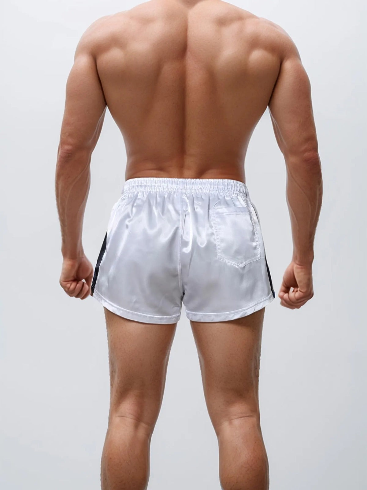 Shiny Retro Satin Sports Shorts with Sidecut