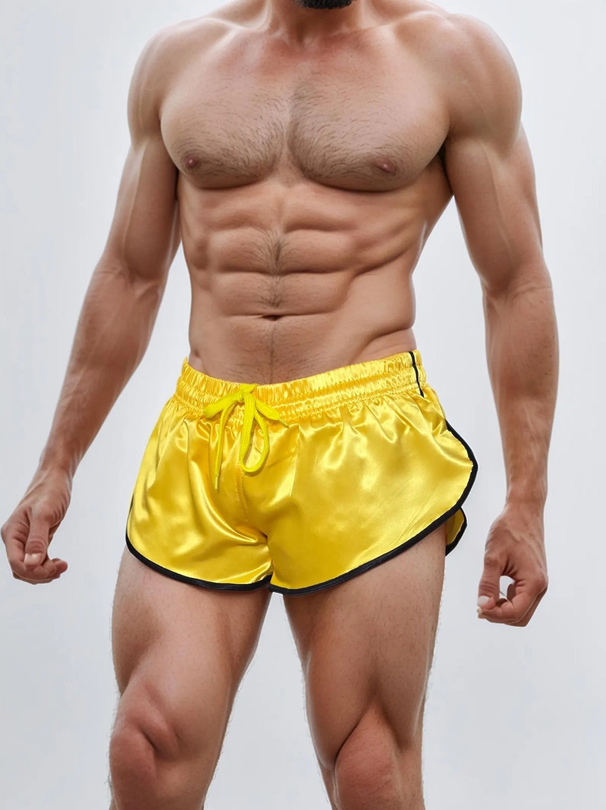 Retro Sporty Nylon Satin Shorts - High Cut