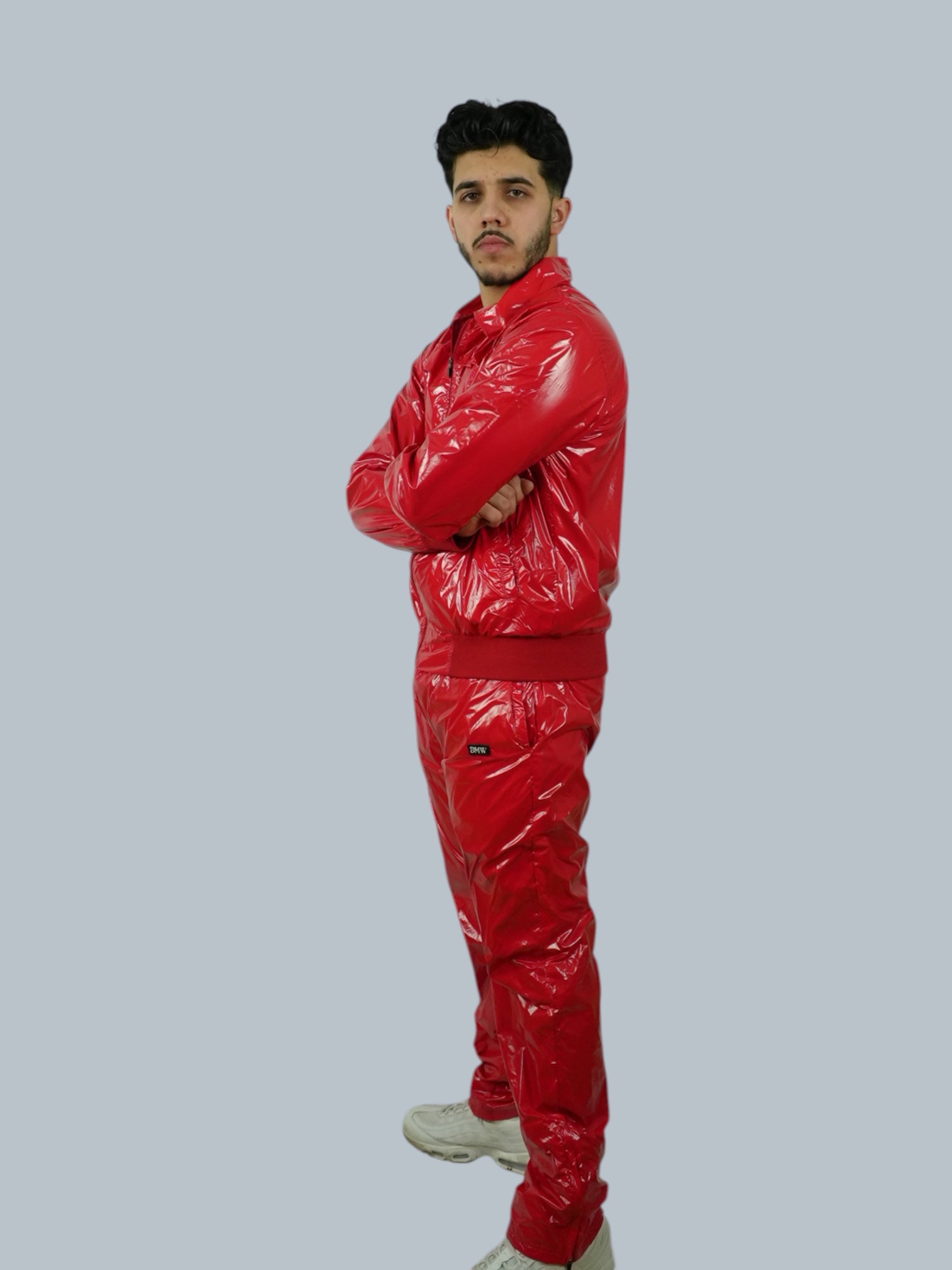 Red Glossy PU Nylon Tracksuit