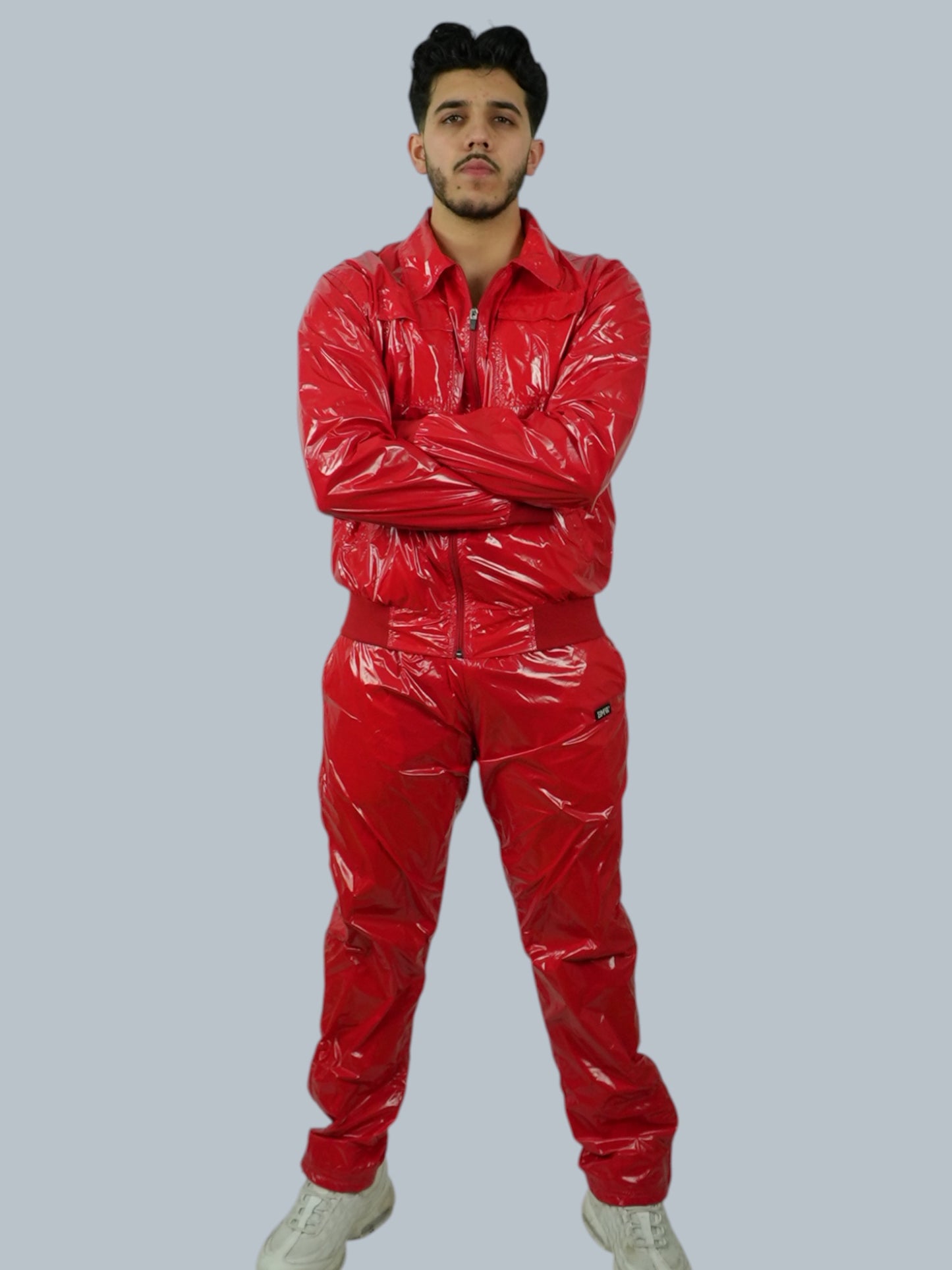 Red Glossy PU Nylon Tracksuit