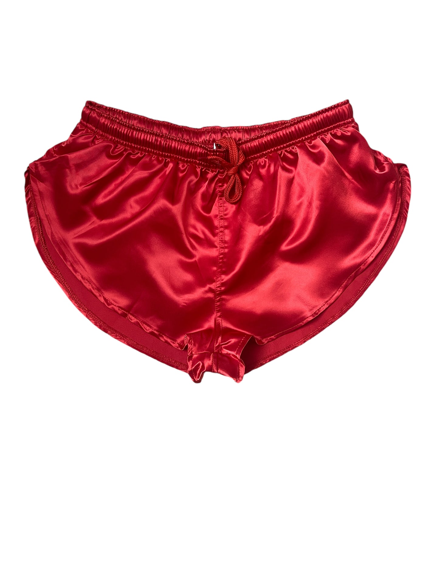 Unisex Red Satin Athletic Shorts with Built-In Inner Slip