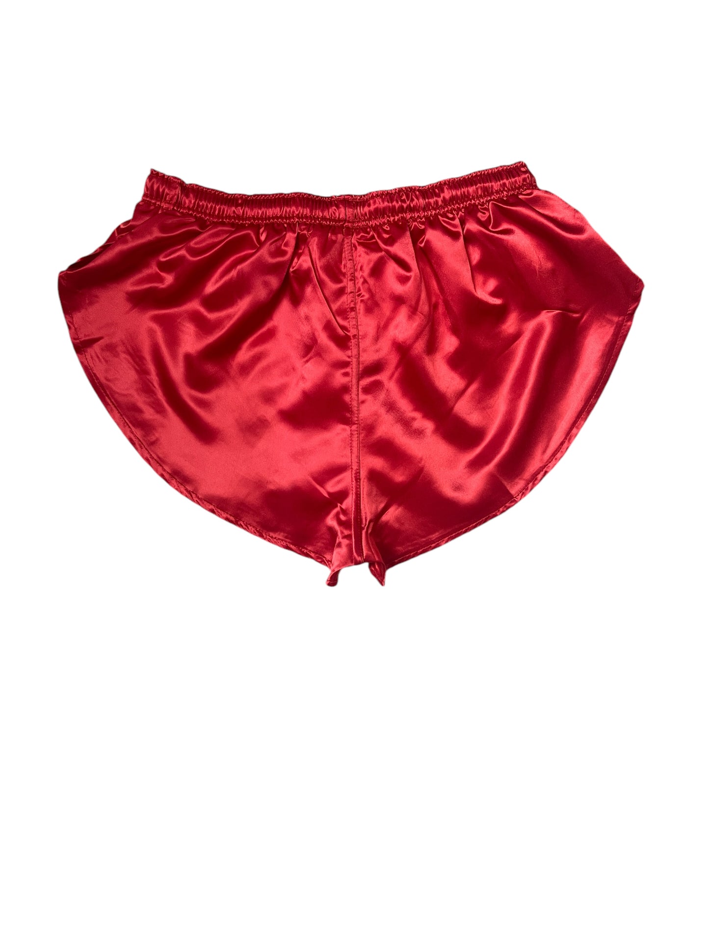 Unisex Red Satin Athletic Shorts with Built-In Inner Slip