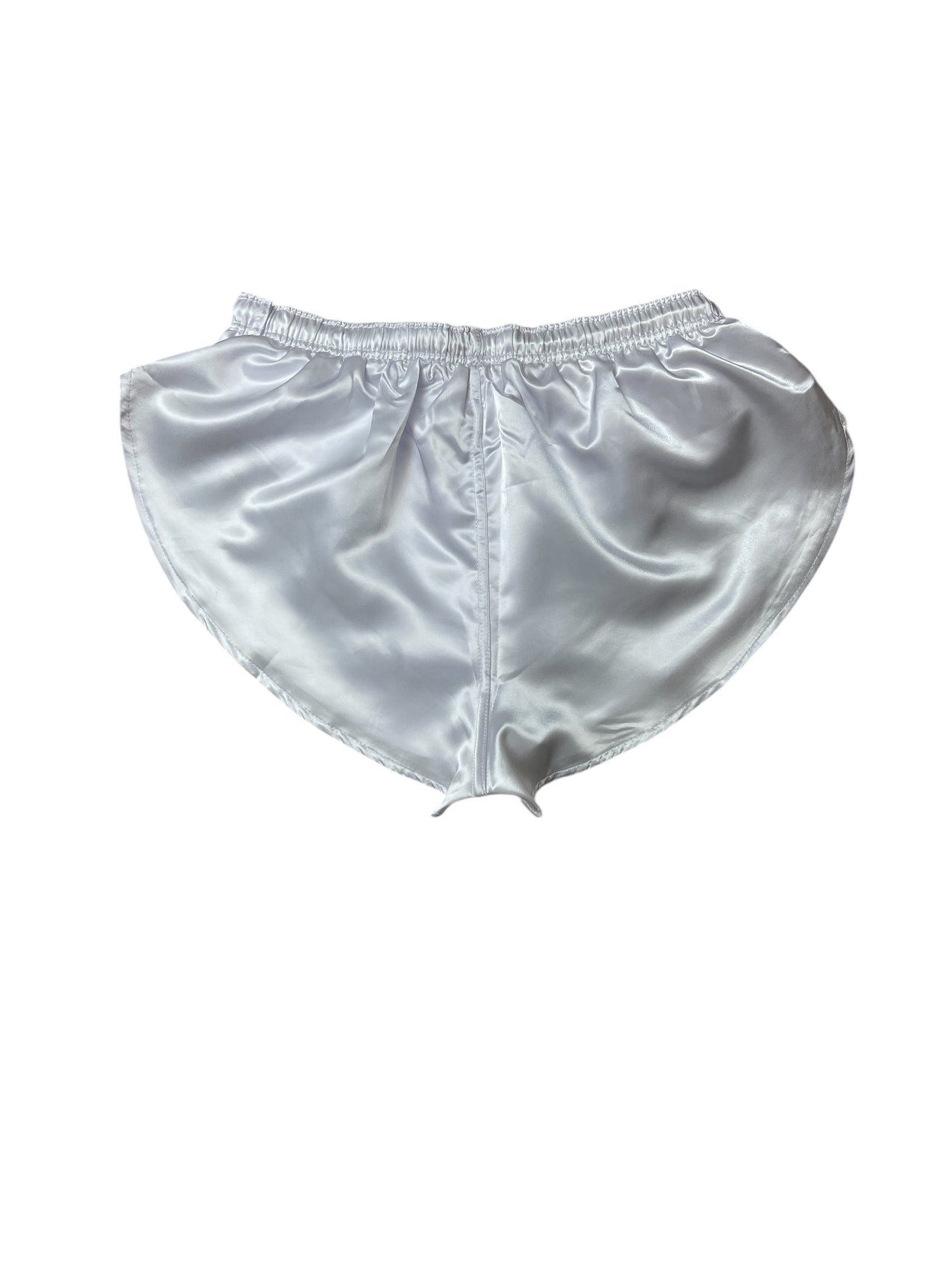 Unisex White Satin Athletic Shorts with Built-In Inner Slip