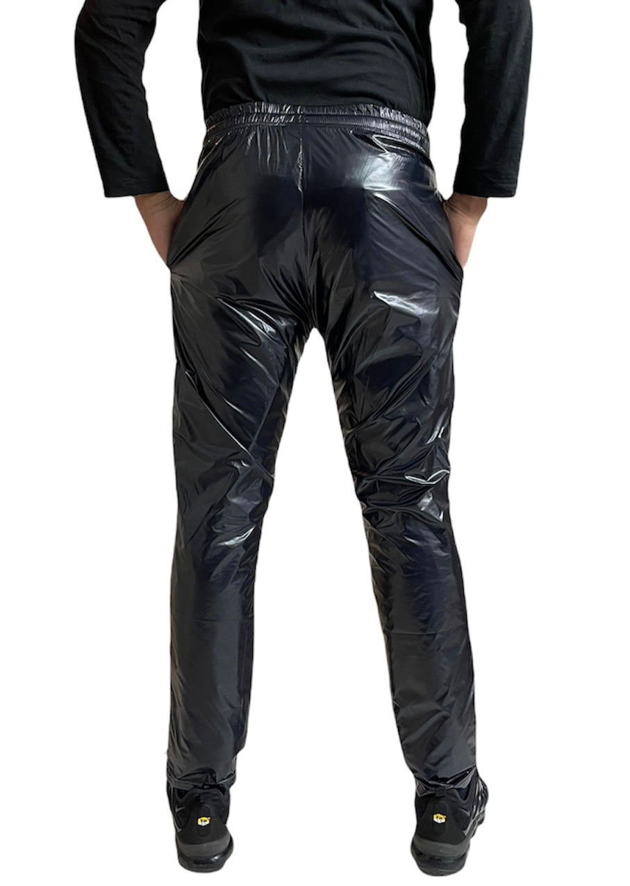 .PU Nylon Sport Jogging hose aus PU Schwarz Gold Glanz Nylon