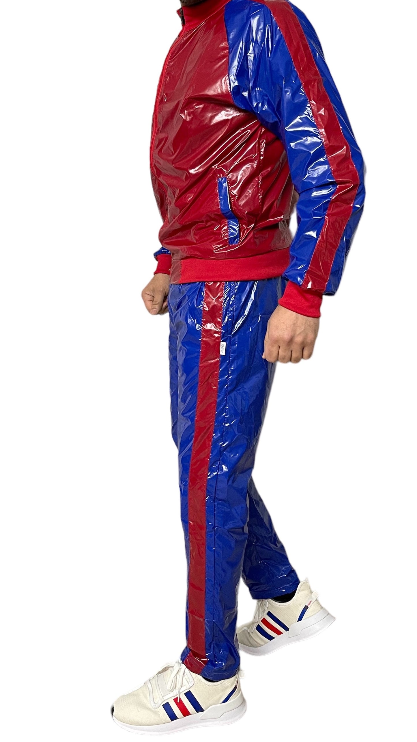 .PU nylon sport jogging suit made of PU nylon Rot Blau