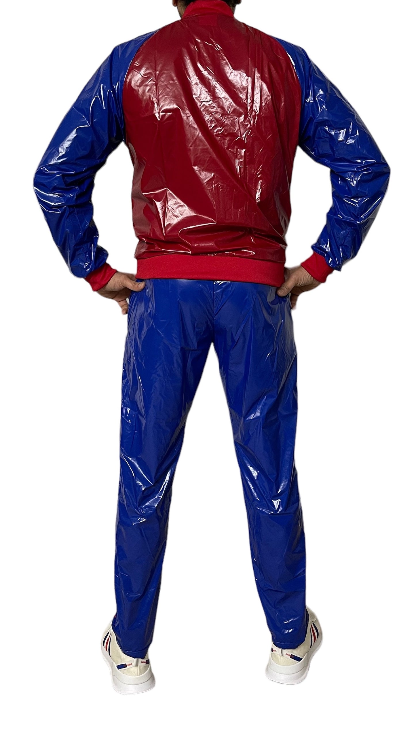 .PU nylon sport jogging suit made of PU nylon Rot Blau
