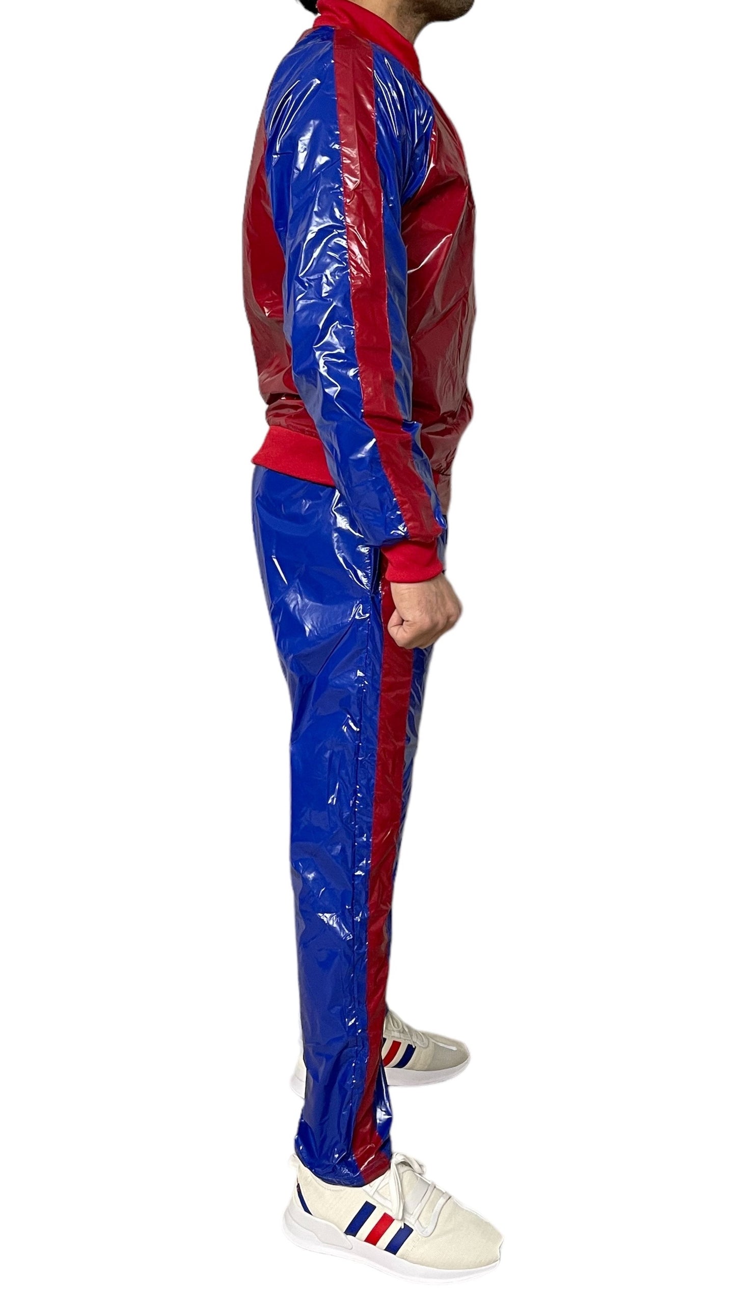.PU nylon sport jogging suit made of PU nylon Rot Blau
