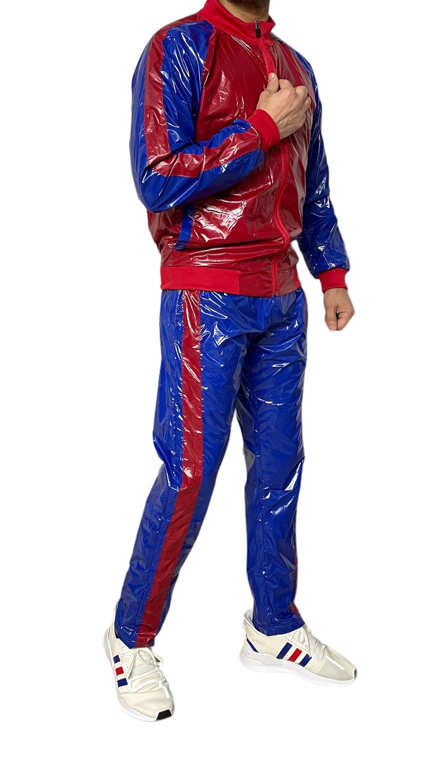 .PU nylon sport jogging suit made of PU nylon Rot Blau