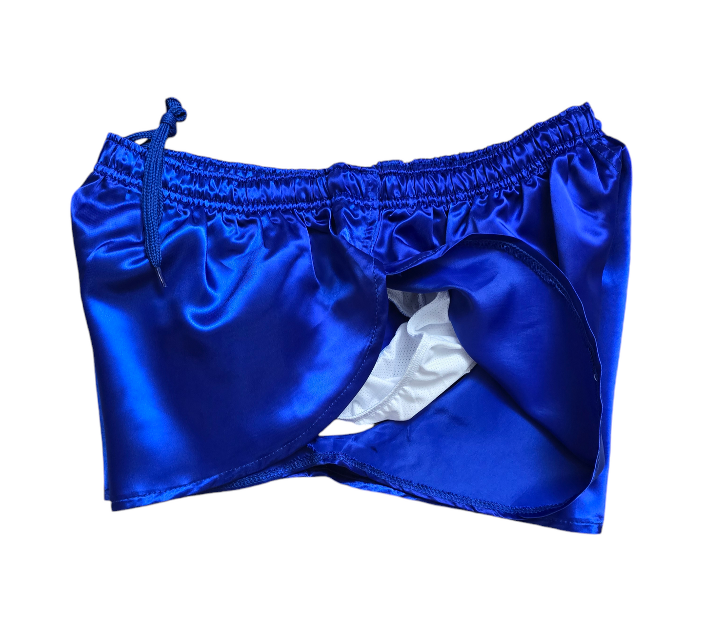 Unisex Red Satin Athletic Shorts with Built-In Inner Slip