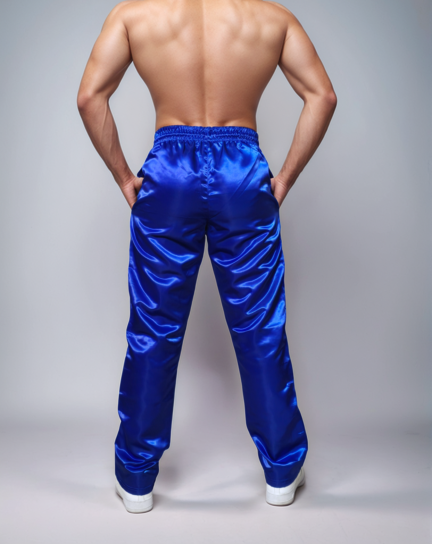 .Königsblaue Satin-Hose – Glänzender Look & Ultimativer Komfort
