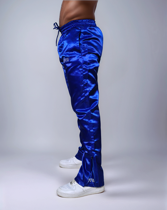 Königsblaue Satin-Hose – Glänzender Look & Ultimativer Komfort