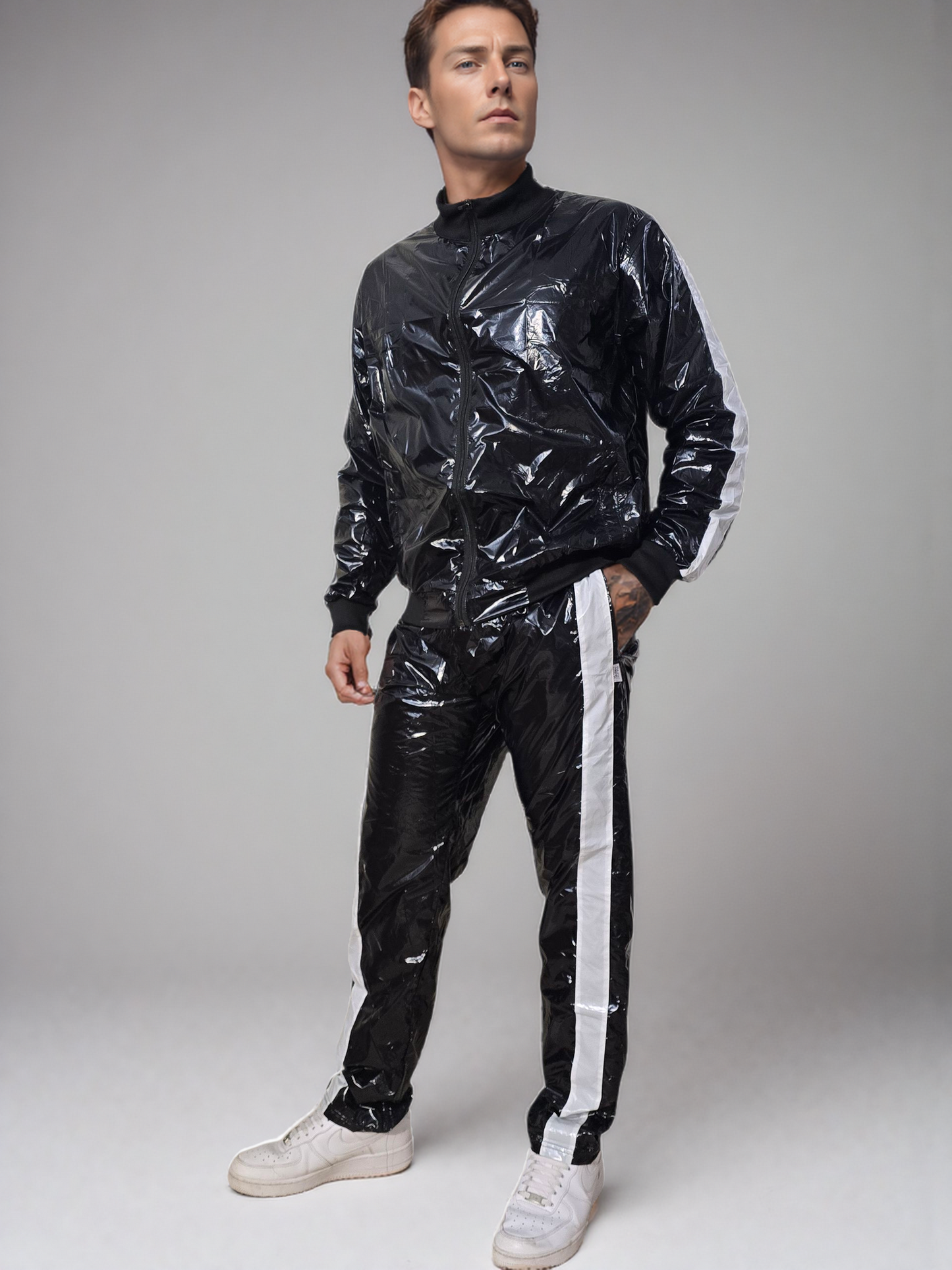 PU Nylon Tracksuit –Black,White/ N-Blau White 2pu hose 4XL.