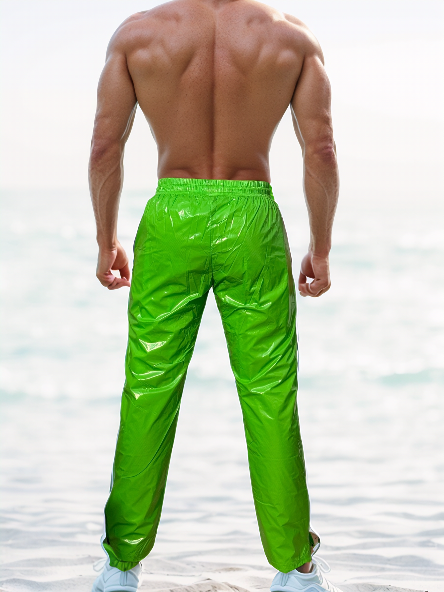 .PU-Nylon Sporthose im geraden Schnitt – Side-Zip Trackpants