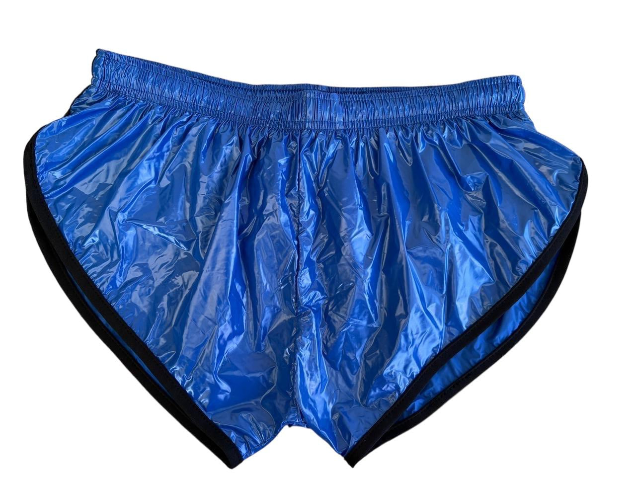 PU Nylon Blue High Cut Sport Sprint Shorts mit Gummizug Retro Shorts