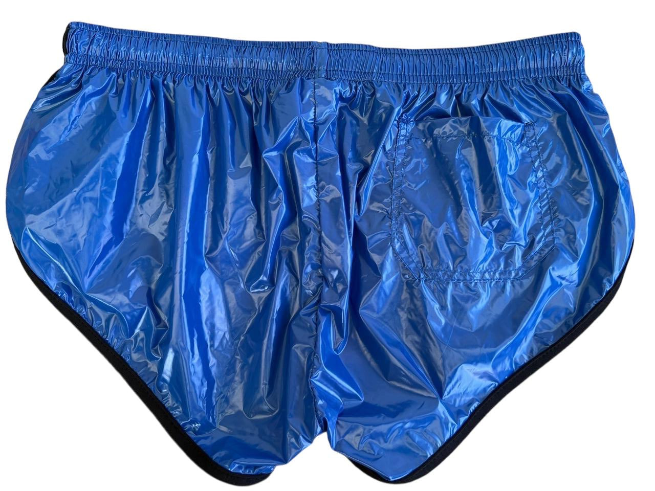 PU Nylon Blue High Cut Sport Sprint Shorts mit Gummizug Retro Shorts
