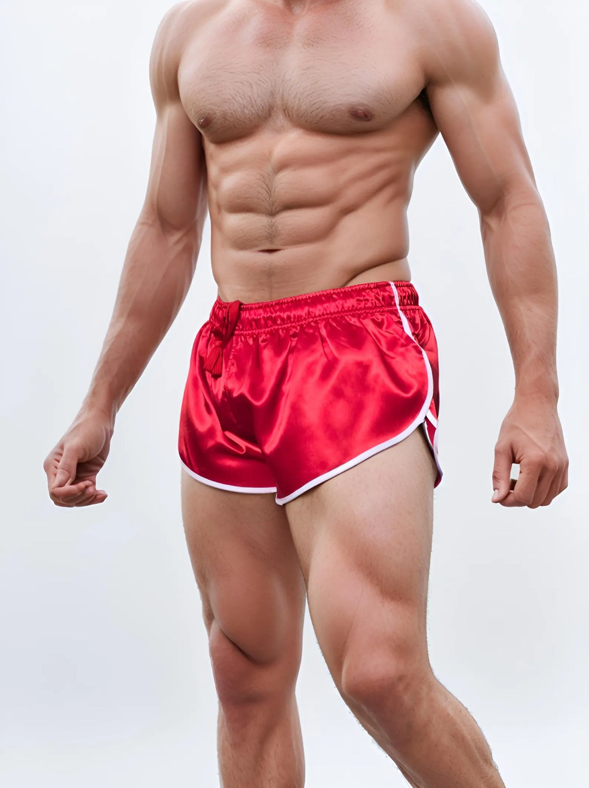 Retro Sporty Nylon Satin Shorts - High Cut