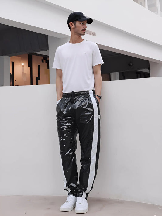 Shiny PU jogging Track Pants Unisex