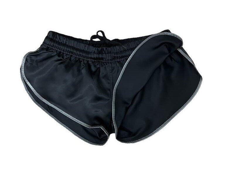 Retro Sporty Nylon Satin Shorts - High Cut Red Athleisure Wear for Men & Women