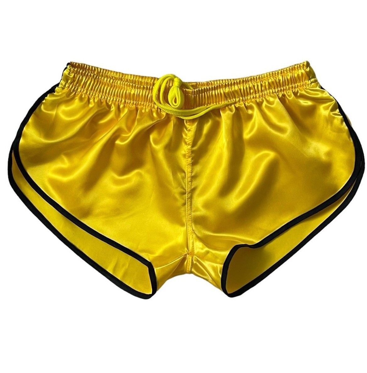 Retro Sporty Nylon Satin Shorts - High Cut yellow Athleisure Wear for Men & Women