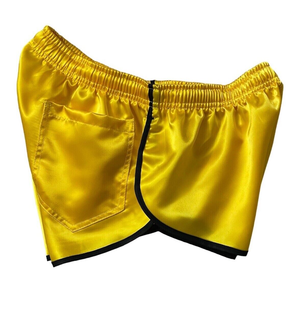Retro Sporty Nylon Satin Shorts - High Cut yellow Athleisure Wear for Men & Women