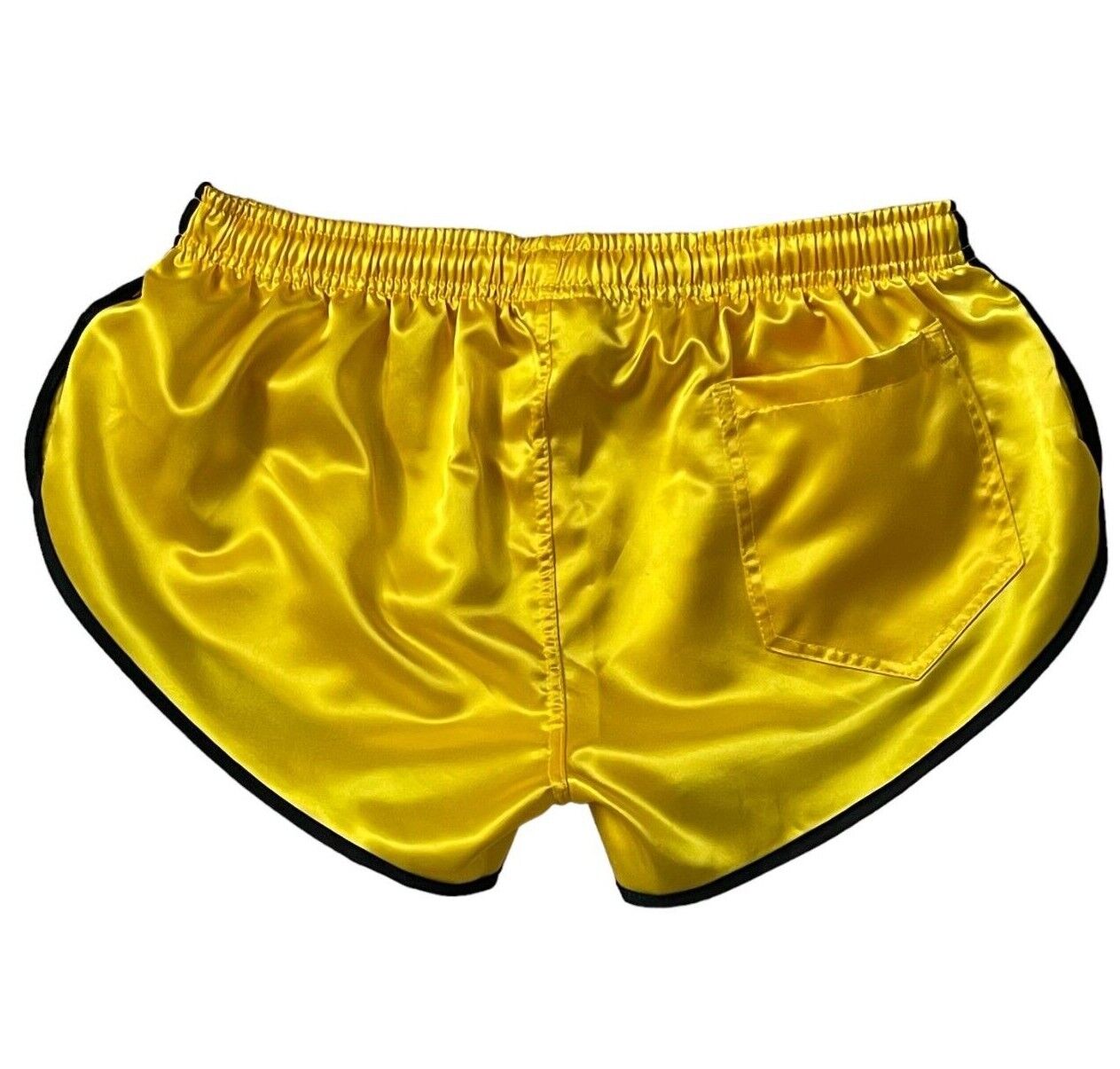Retro Sporty Nylon Satin Shorts - High Cut yellow Athleisure Wear for Men & Women