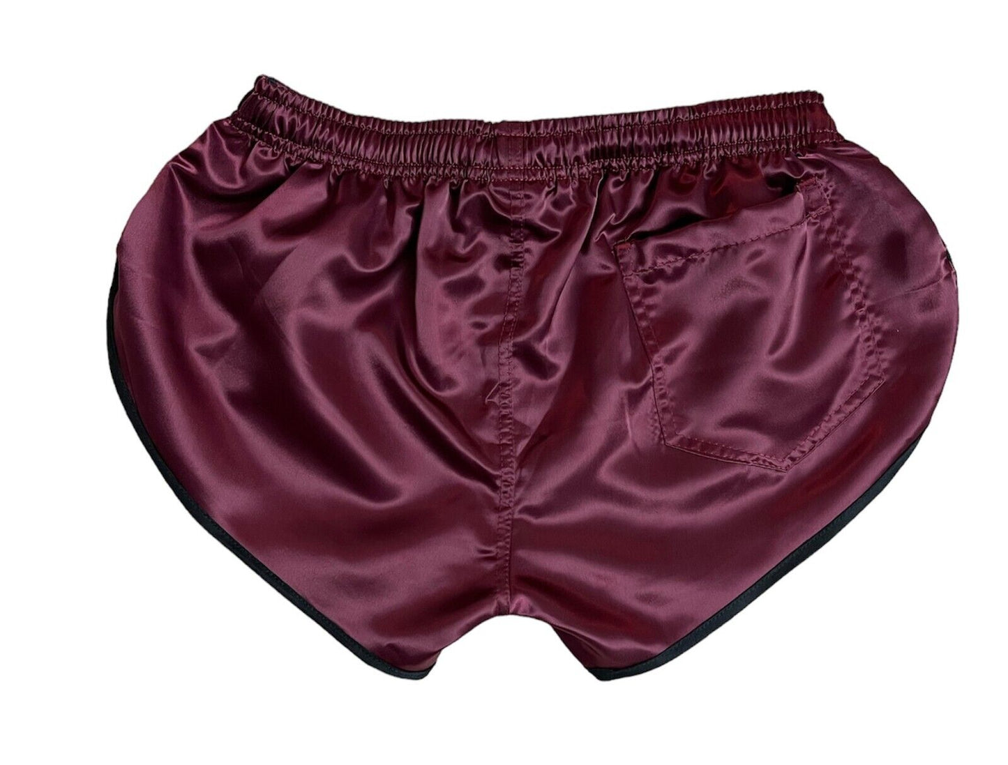 Retro Sporty Nylon Satin Shorts - High Cut Wein Red Athleisure Wear for Men & Women
