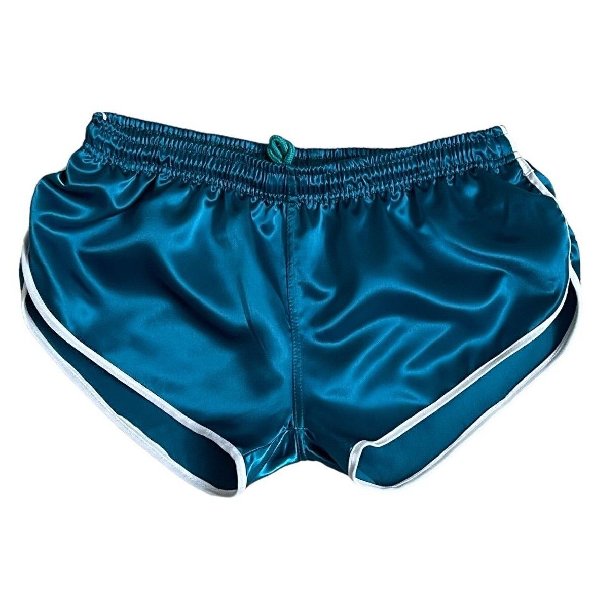 Retro Sporty Nylon Satin Shorts - High Cut Vibrant Blue Athleisure Wear for Men & Women