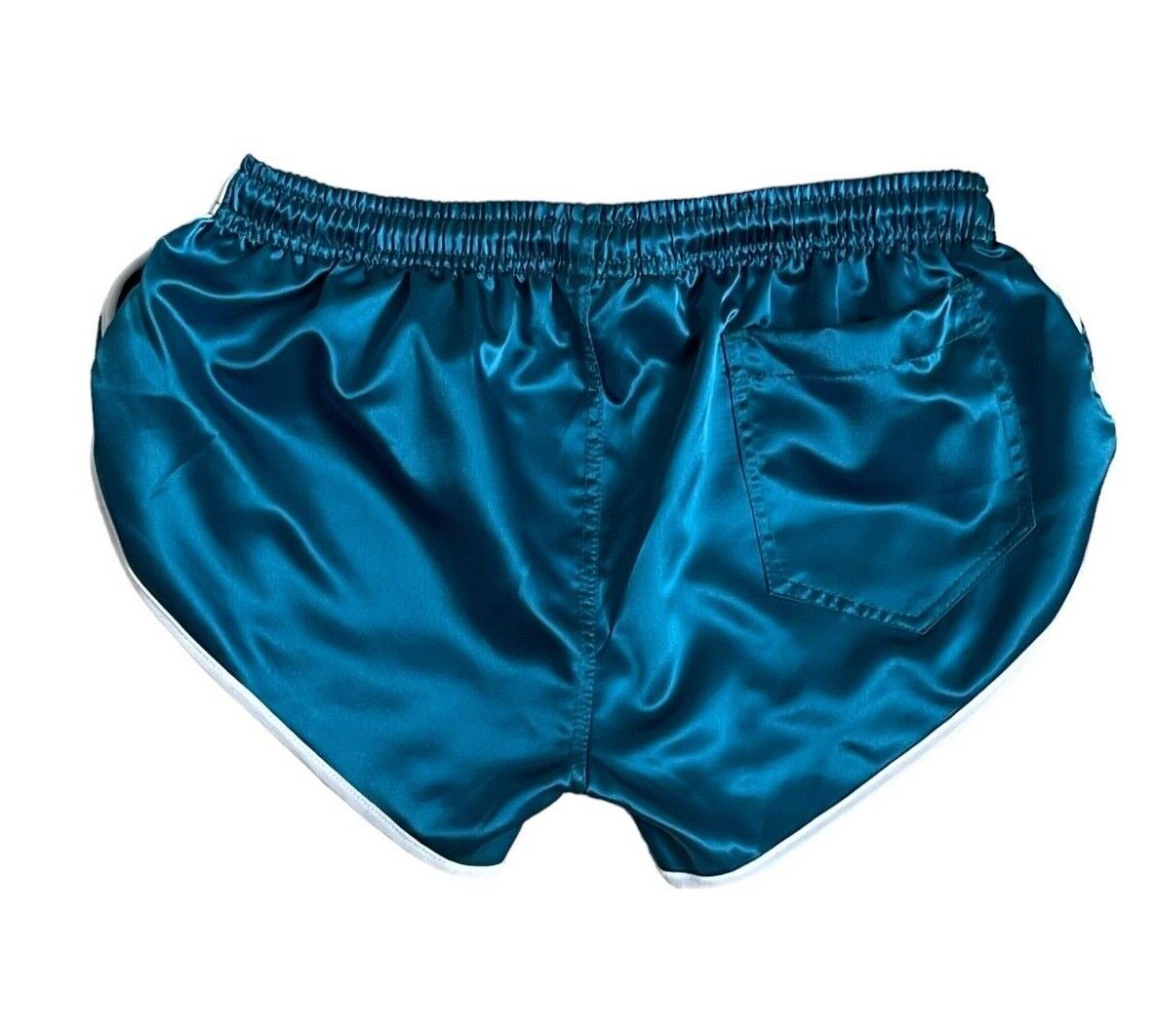 Retro Sporty Nylon Satin Shorts - High Cut Vibrant Blue Athleisure Wear for Men & Women