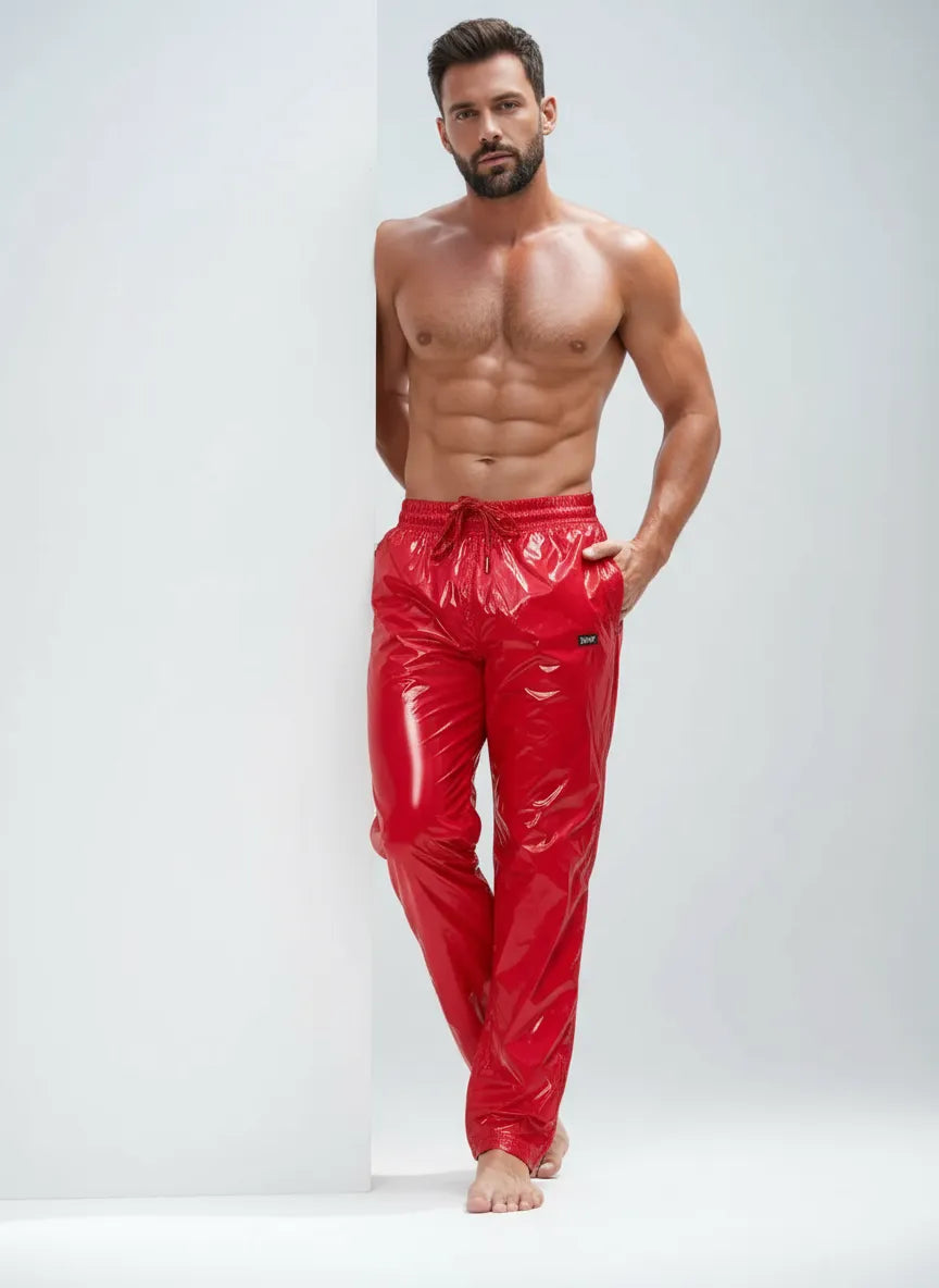 .PU-Nylon Sporthose im geraden Schnitt – Side-Zip Trackpants
